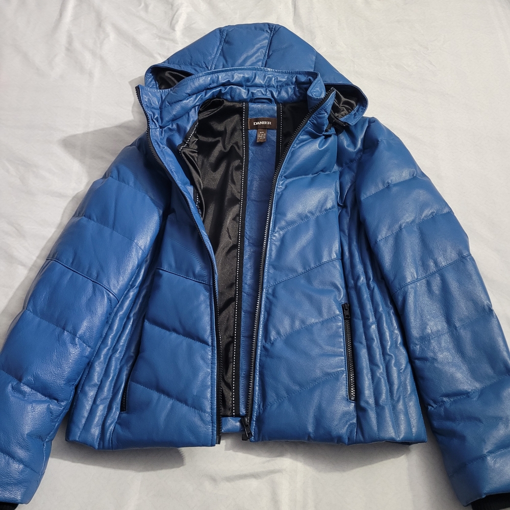 Danier Blue and Black Puffer Jacket
